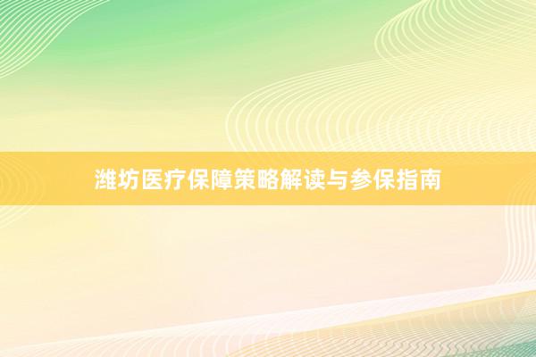 潍坊医疗保障策略解读与参保指南